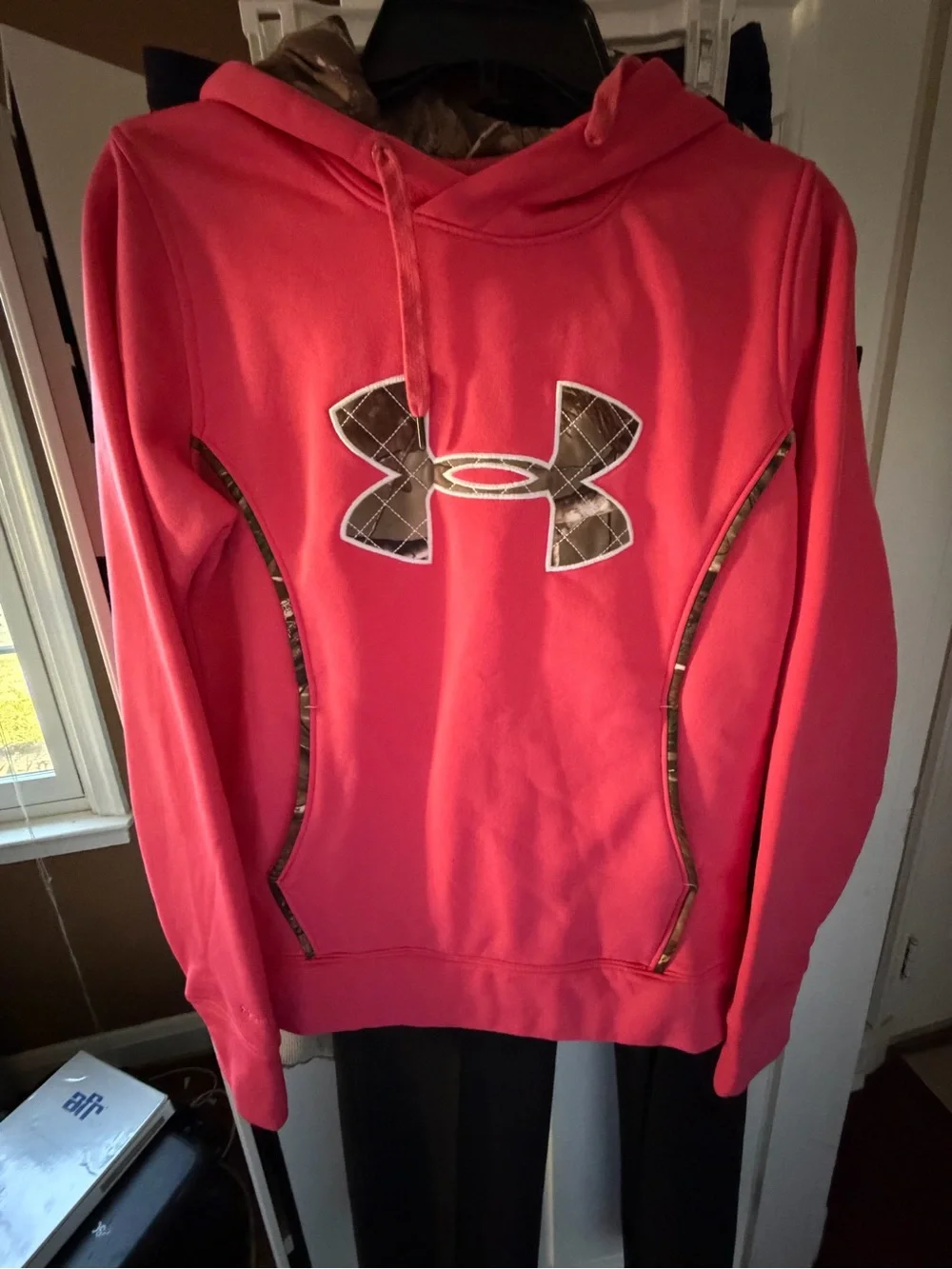 Under Armour Pink Hoodie with Camouflage Logo